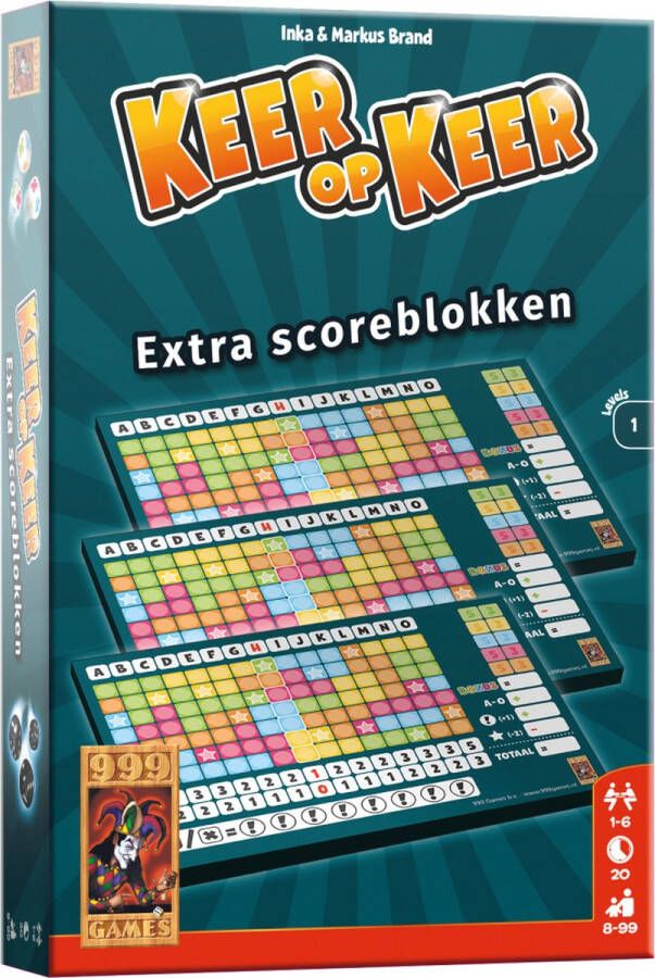 999 Games Scoreblokken Keer op Keer drie stuks Level 1 Dobbelspel