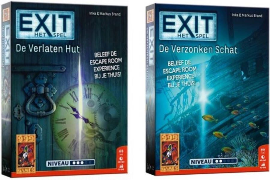 999 Games Spellenbundel 2 Stuks Exit De Verlaten Hut & Exit De Verzonken Schat