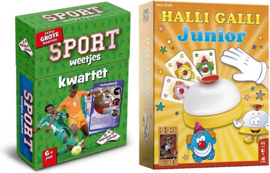 999 Games Spellenbundel 2 Stuks Kwartet Sport Weetjes & Halli Galli Junior