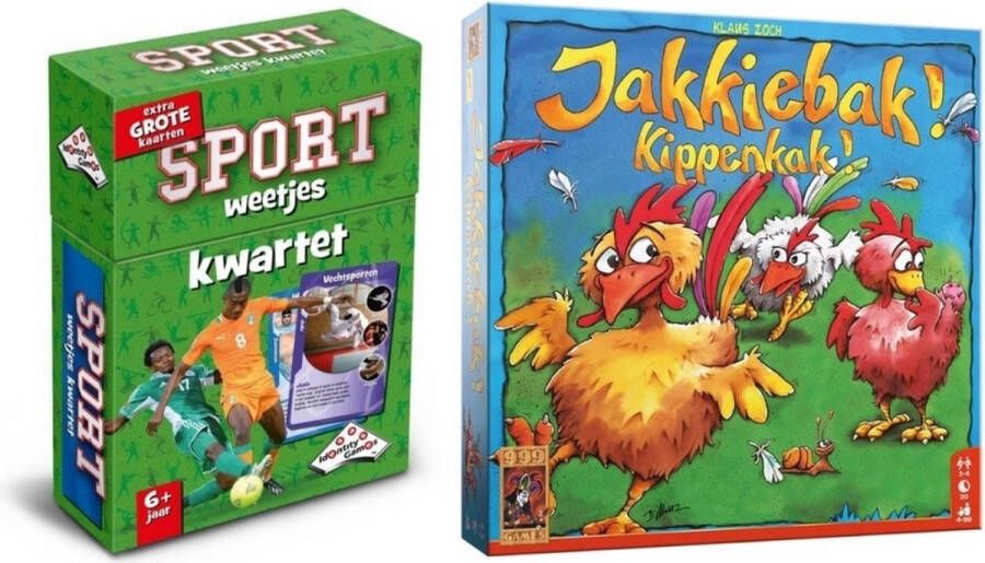 999 Games Spellenbundel 2 Stuks Kwartet Sport Weetjes & Jakkiebak! Kippenkak!