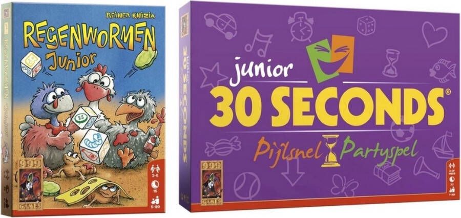 999 Games Spellenbundel 2 Stuks Regenwormen Junior & 30 seconds junior