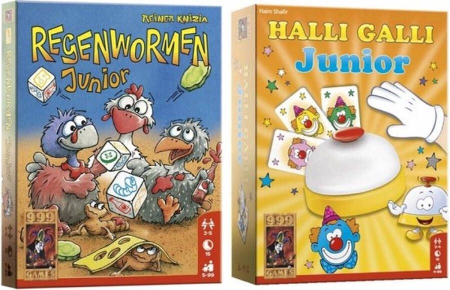 999 Games Spellenbundel 2 Stuks Regenwormen Junior & Halli Galli Junior