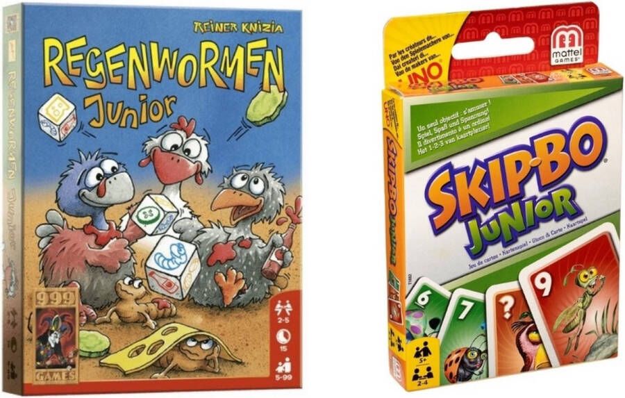 999 Games Spellenbundel 2 Stuks Regenwormen Junior & Skip-Bo Junior