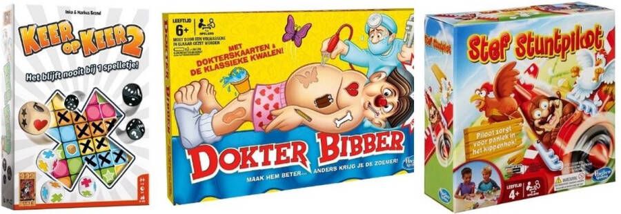 999 Games Spellenbundel 3 Stuks Keer op Keer 2 & Dokter Bibber & Stef Stuntpiloot