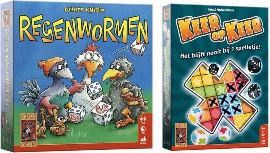 999 Games Spellenbundel Dobbelspel 2 Stuks Regenwormen & Keer op Keer