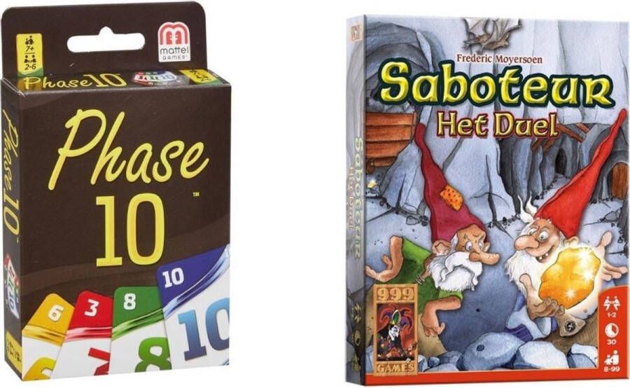 999 Games Spellenbundel Kaartspel 2 stuks Phase 10 & Saboteur: Het Duel