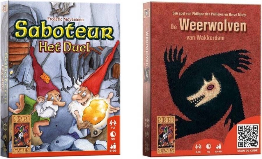 999 Games Spellenbundel Kaartspel 2 stuks Saboteur: Het duel & De Weerwolven van Wakkerdam