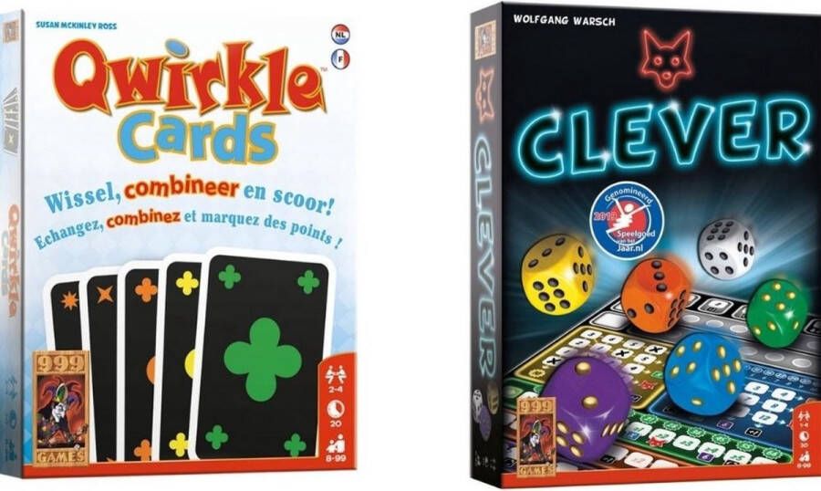 999 Games Spellenbundel Kaartspel Dobbelspel 2 stuks Qwirkle & Clever