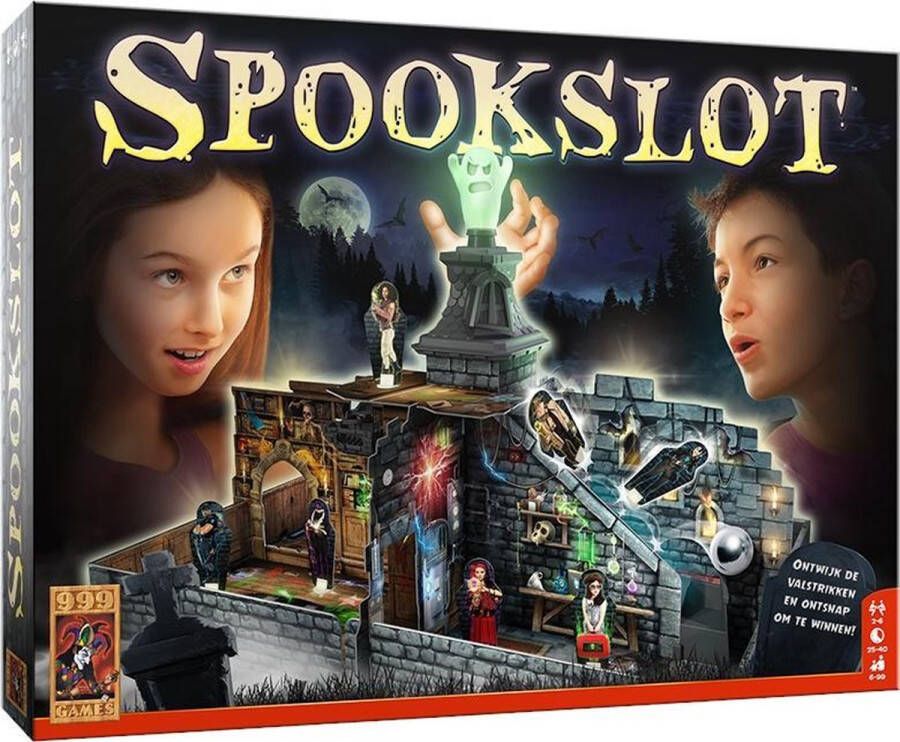 999 Games Spookslot Bordspel Prachtig 3D-kasteel met 4 bewegende vallen Kinderspel Gezelschapsspel Klassiek bordspel Kerstcadeau