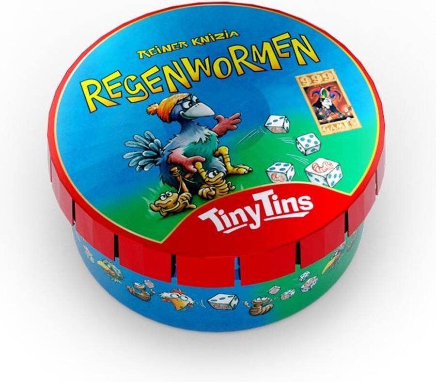 999 Games Tiny Tins Regenwormen Dobbelspel De complete dobbelklassieker Regenwormen in een piepklein blikje Reisspel Familiespel Klein cadeautje Kerstcadeau