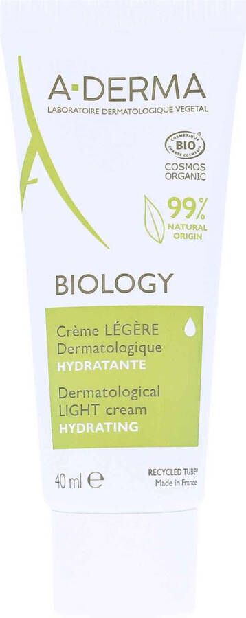 A-derma – BIOLOGY LICHTE DERMATOLOGISCHE CRÈME – Lichte hydraterende gezichtscrème – BIOLOGY