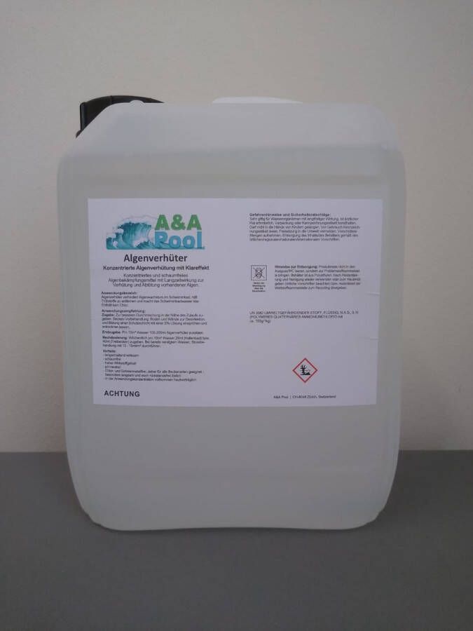 A&A Pool Anti Alg 5L voor zwembaden Jerrycan 5Ltr 5 Liter puur product zonder kleurvloeistof