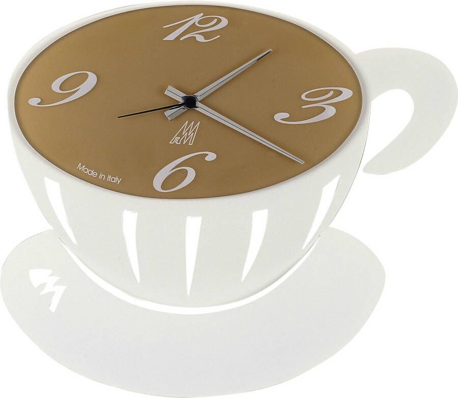 A&M Collectie – Handgemaakt – Wandklok Italiaanse Design Koffie beige -43 cm