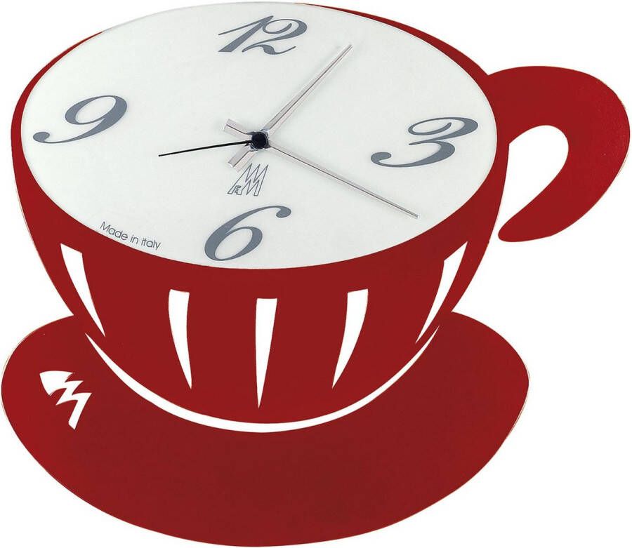 A&M Collectie – Handgemaakt – Wandklok Italiaanse Design Koffie rood -43 cm