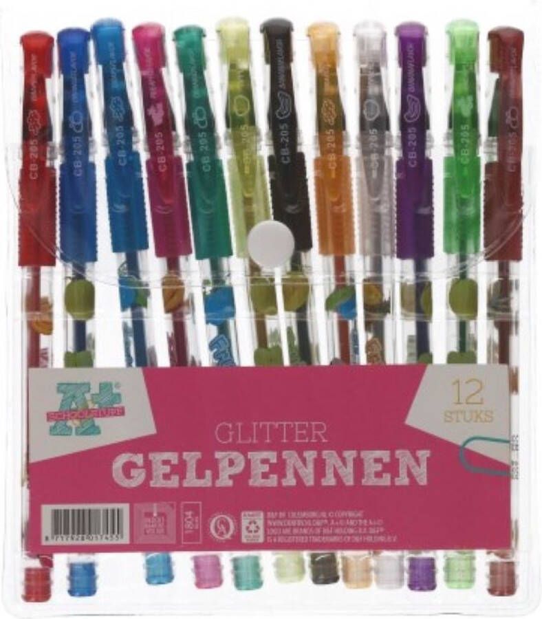 A+ Glitter gelpennen | 12 stuks | Diverse kleuren | Schrijven | Gelpen | Neon | Pennen | Schoolspullen