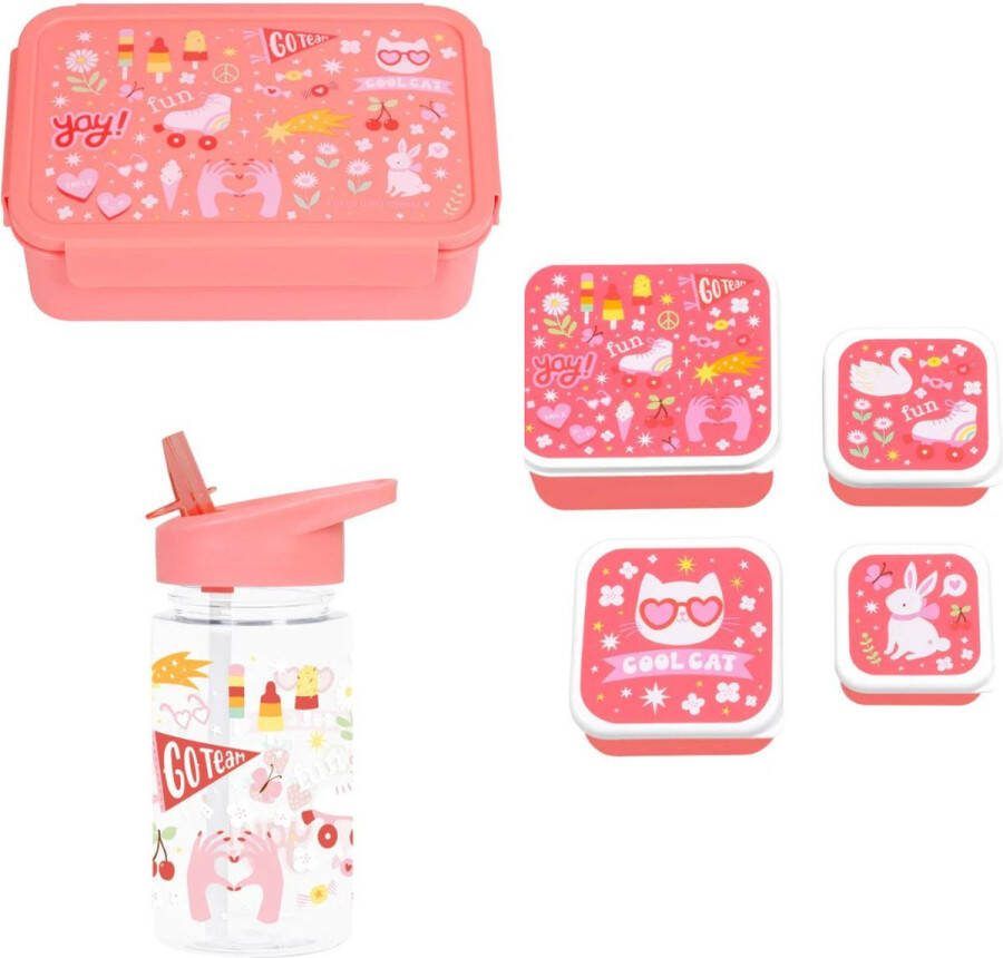 A Little Lovely Company Back to school set Drinkfles Snackdozen Bentobox Fun