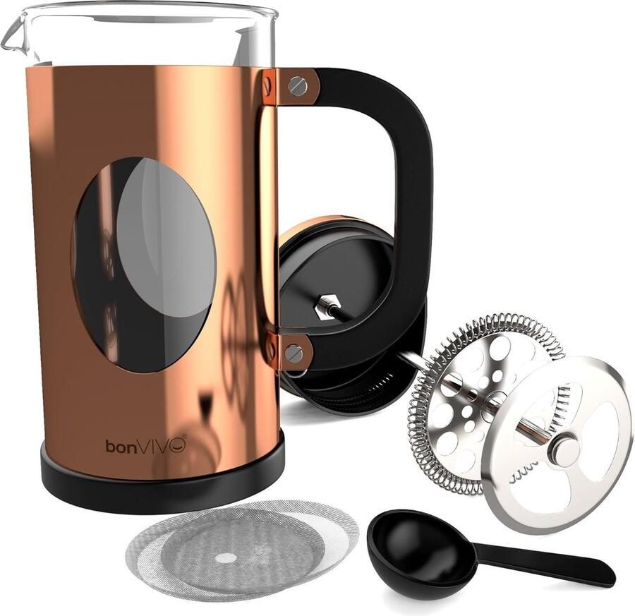 Aa koffiezetappar t- dr gbare cafetière met drievoudige filters- hittebestendig glas met roestvrijstalen 1 Liter