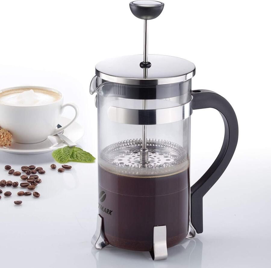 Aa koffiezetappar t- dr gbare cafetière met drievoudige filters- hittebestendig glas met roestvrijstalen 1 Liter