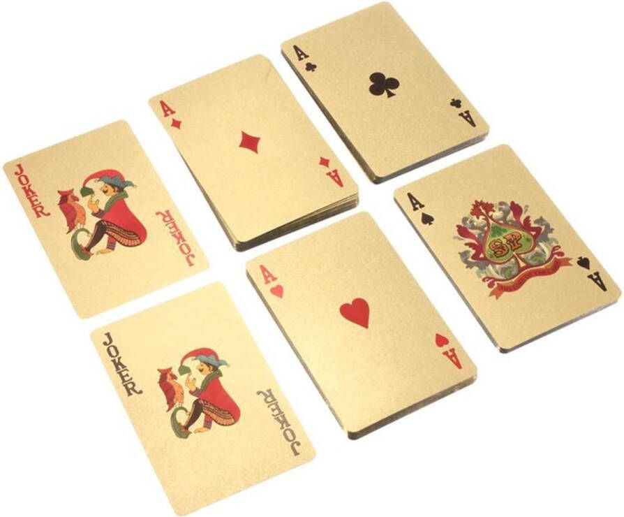 AA Commerce Luxe Goud silver kleurig Speelkaarten Set Poker Kaartspel Spel Kaarten 500 Euro Model Plastic Playing Cards Geplastificeerd 54 Kaarten