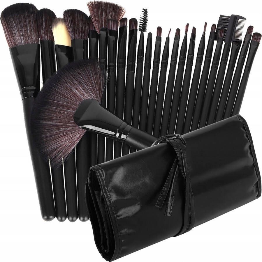 AA Commerce Professionele 24-Delige Make-Up Kwastenset Cosmetica Visagie Makeup Kwasten Set Mascara Oogschaduw Concealer Foundation Blush Eyeliner Highlighter Poederkwast Beauty Brush Contourkwast Make Up Brushes Borstels Penselen Met Luxe Opberg Etui