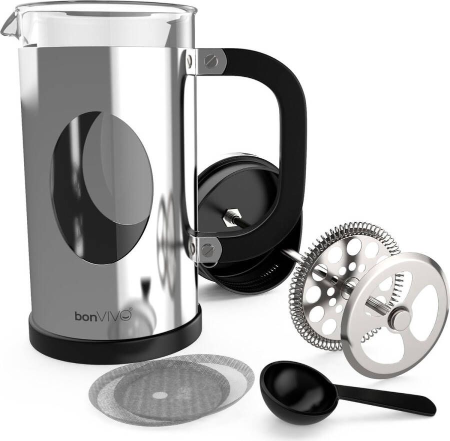 Aa koffiezetappar t- dr gbare cafetière met drievoudige filters- hittebestendig glas met roestvrijstalen 1 Liter