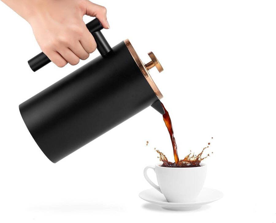 Aa koffiezetappar t- dr gbare cafetière met drievoudige filters- hittebestendig glas met roestvrijstalen 1500 Milliliter
