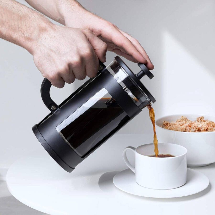 Aa koffiezetappar t- dr gbare cafetière met drievoudige filters- hittebestendig glas met roestvrijstalen 1 liter