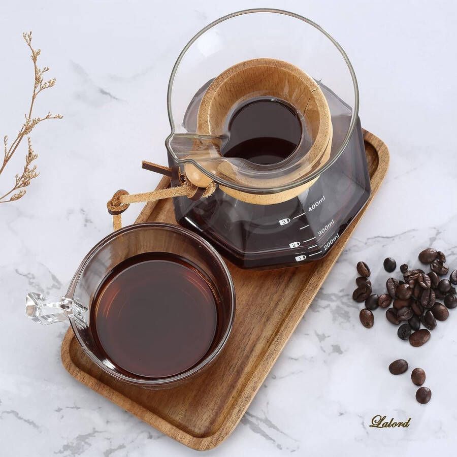 Aa koffiezetappar t- dr gbare cafetière met drievoudige filters- hittebestendig glas met roestvrijstalen 400 Milliliter