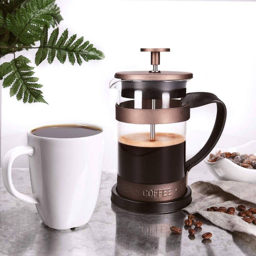 Aa koffiezetappar t- dr gbare cafetière met drievoudige filters- hittebestendig glas met roestvrijstalen 600 Milliliter