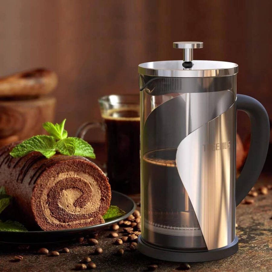 Aa koffiezetappar t- dr gbare cafetière met drievoudige filters- hittebestendig glas met roestvrijstalen 600 Milliliter