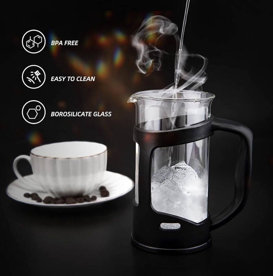 Aa koffiezetappar t- dr gbare cafetière met drievoudige filters- hittebestendig glas met roestvrijstalen Franse pers 350ml