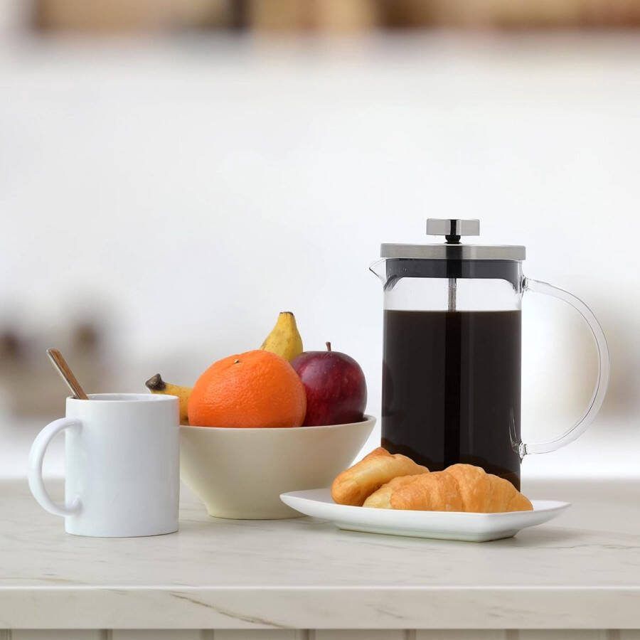 Aa koffiezetappar t- dr gbare cafetière met drievoudige filters- hittebestendig glas met roestvrijstalen 600 Milliliter