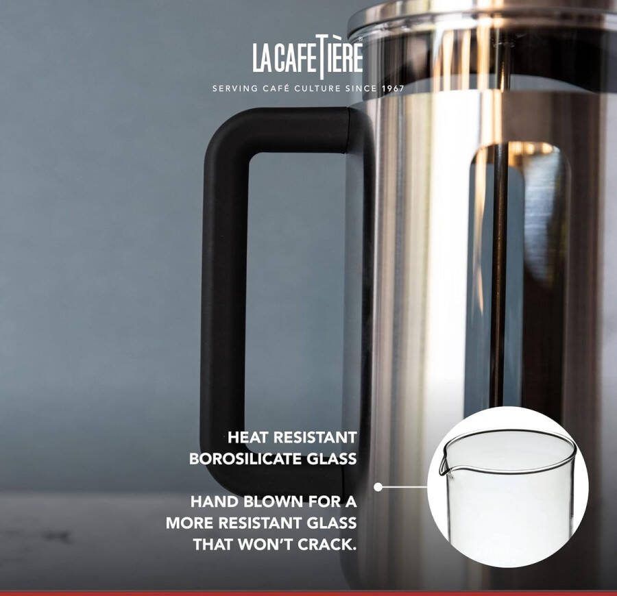 Aa koffiezetappar t- dr gbare cafetière met drievoudige filters- hittebestendig glas met roestvrijstalen 350 Milliliter