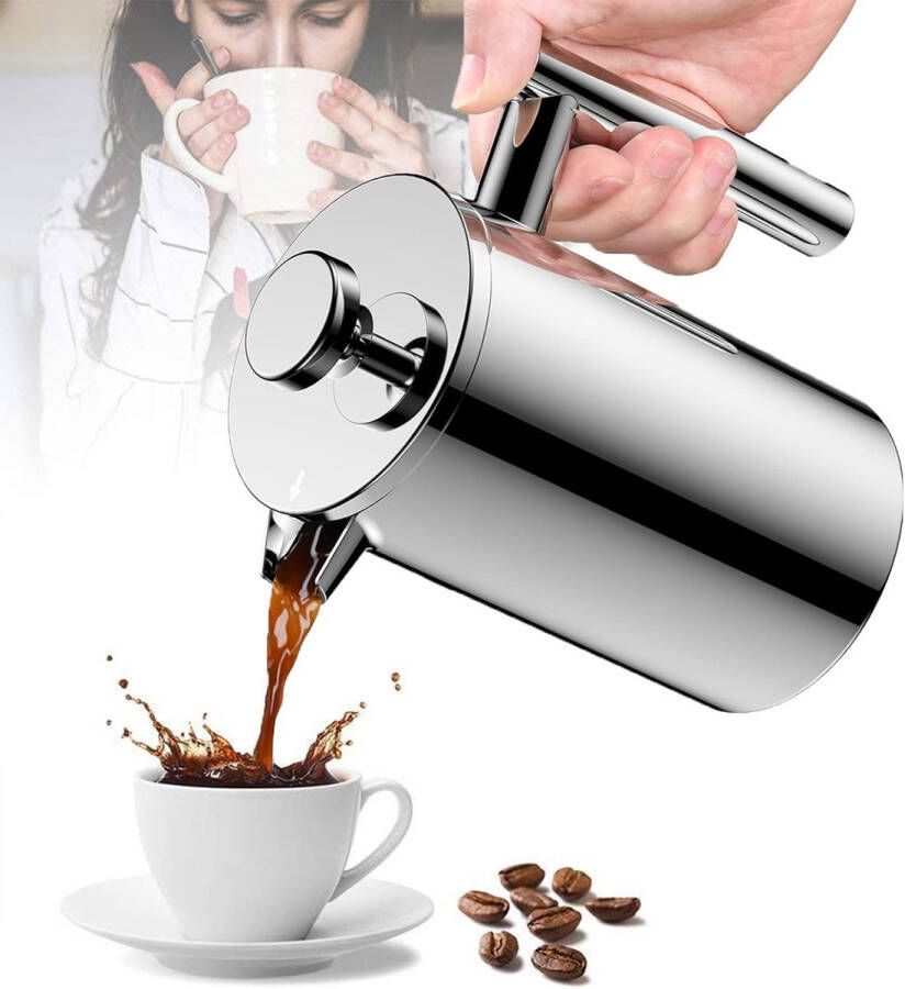 Aa koffiezetappar t- dr gbare cafetière met drievoudige filters- hittebestendig glas met roestvrijstalen 0 65 liter
