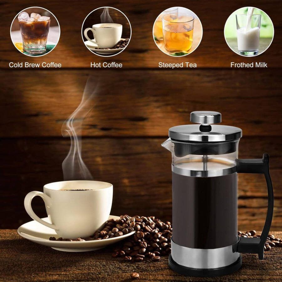 Aa koffiezetappar t- dr gbare cafetière met drievoudige filters- hittebestendig glas met roestvrijstalen 350 Milliliter