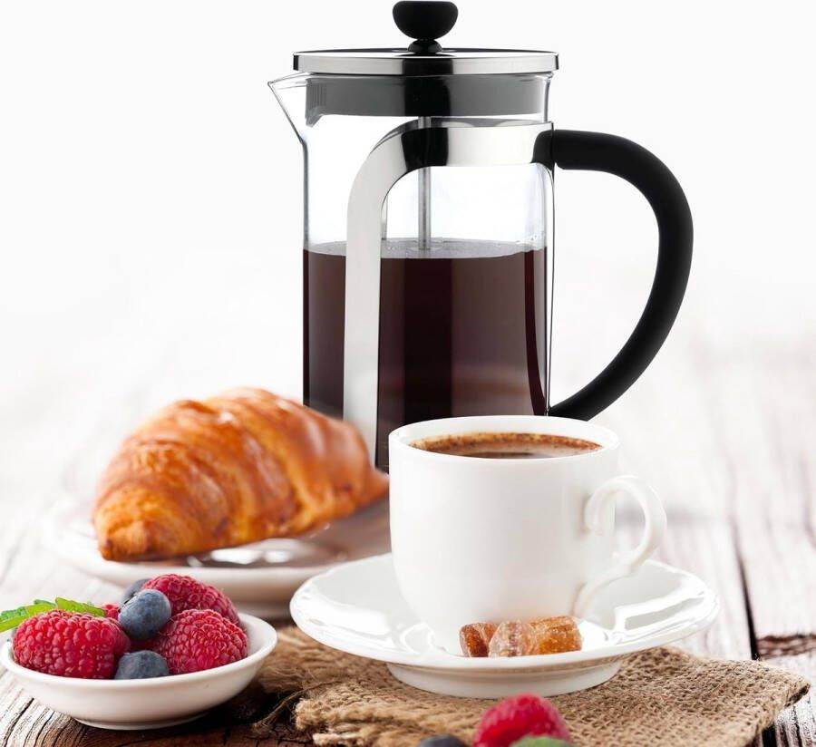 Aa koffiezetappar t- dr gbare cafetière met drievoudige filters- hittebestendig glas met roestvrijstalen 1 Liter