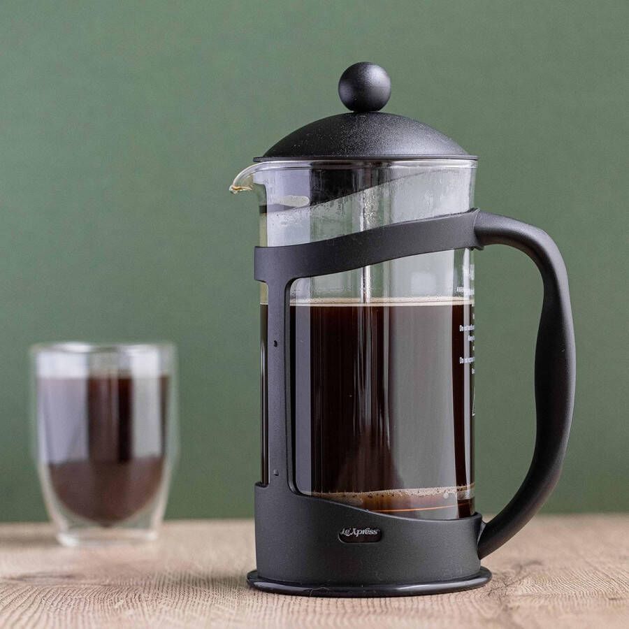 Aa koffiezetappar t- dr gbare cafetière met drievoudige filters- hittebestendig glas met roestvrijstalen 1 Liter
