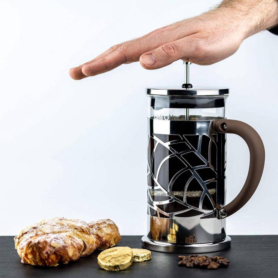 Aa koffiezetappar t- dr gbare cafetière met drievoudige filters- hittebestendig glas met roestvrijstalen 600 Milliliter