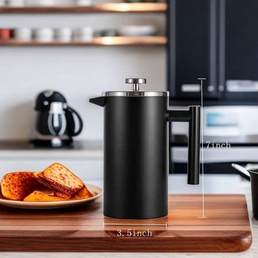 Aa koffiezetappar t- dr gbare cafetière met drievoudige filters- hittebestendig glas met roestvrijstalen 650 Milliliter