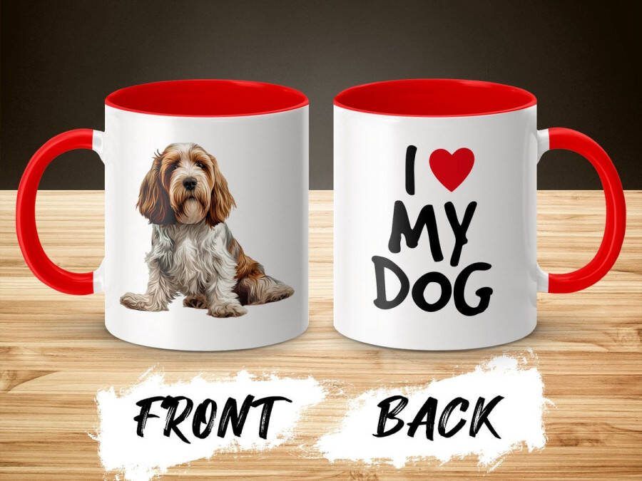 AAA+ Mok rood wit Petit Basset Griffon Vendeen dog I love my dog dog lover dogs ik hou van mijn hond hondenliefhebber honden
