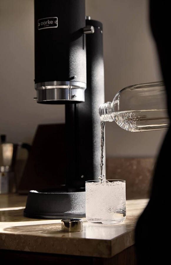 AARKE Glazen fles voor bruiswatertoestel Carbonator Pro vaatwasserbestendig met details in roestvrij staal
