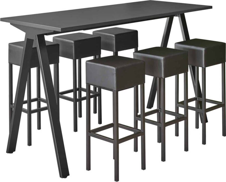 ABC Kantoormeubelen Bartafel Victory breed 140CM kleur frame Zwart (RAL9005) kleur blad Logan eiken