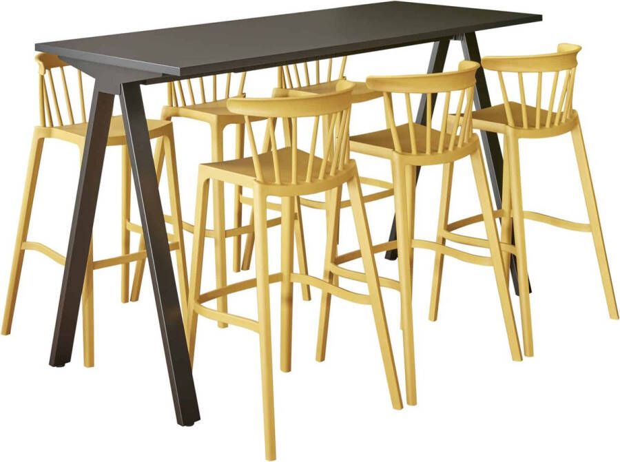 ABC Kantoormeubelen Bartafel Victory breed 180CM kleur frame Zwart (RAL9005) kleur blad Zwart Mat (anti fingerprint)