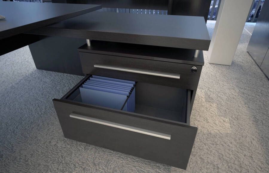 ABC Kantoormeubelen Directiebureau model hoekbureau Chief 230x172cm rechts Donker Eiken