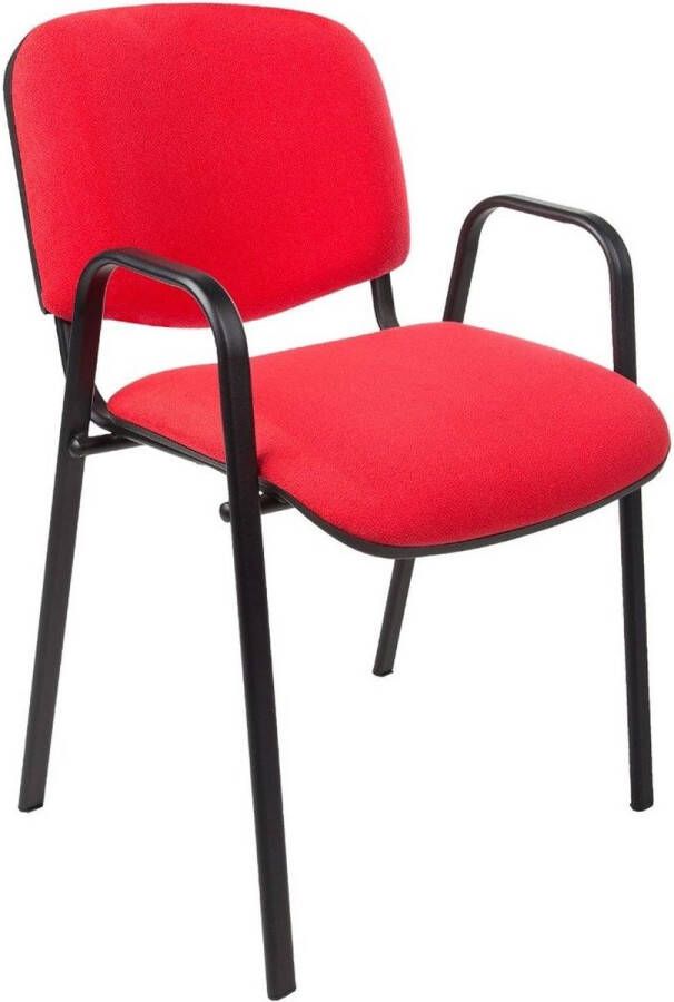ABC Kantoormeubelen (Set van 2 stuks) Vergaderstoel of conferentiestoel basic zwart frame met armleuningen Rood stof