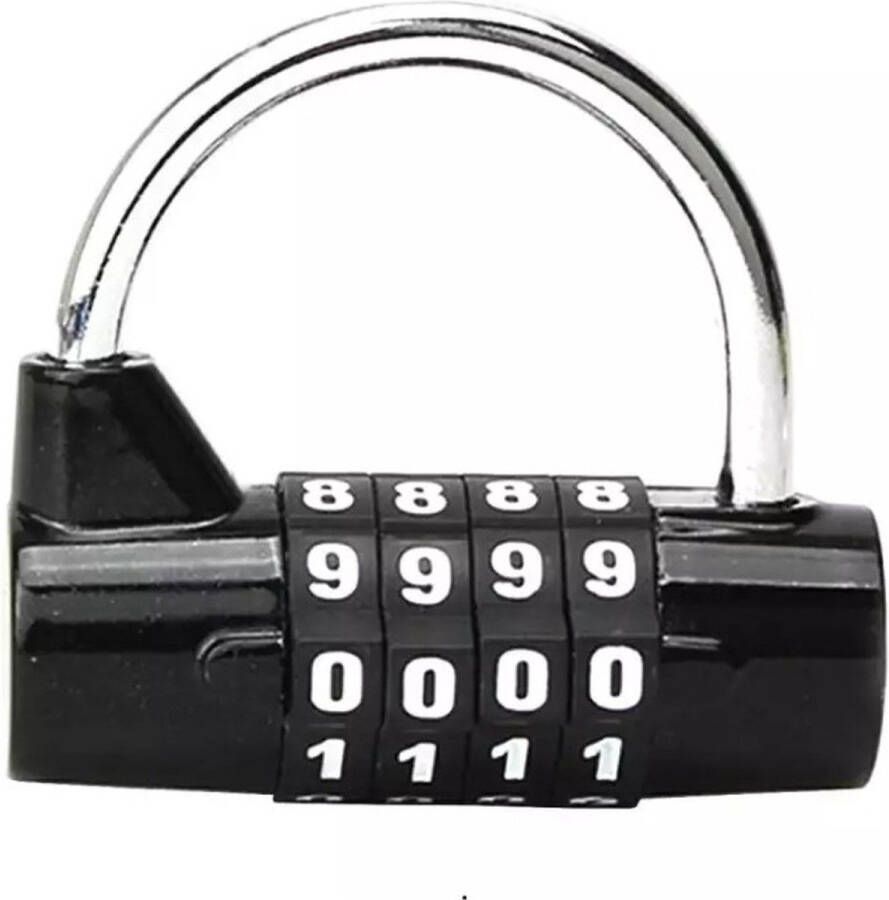 ABC-Led Hangslot met cijfercode 4 cijfers Zwart