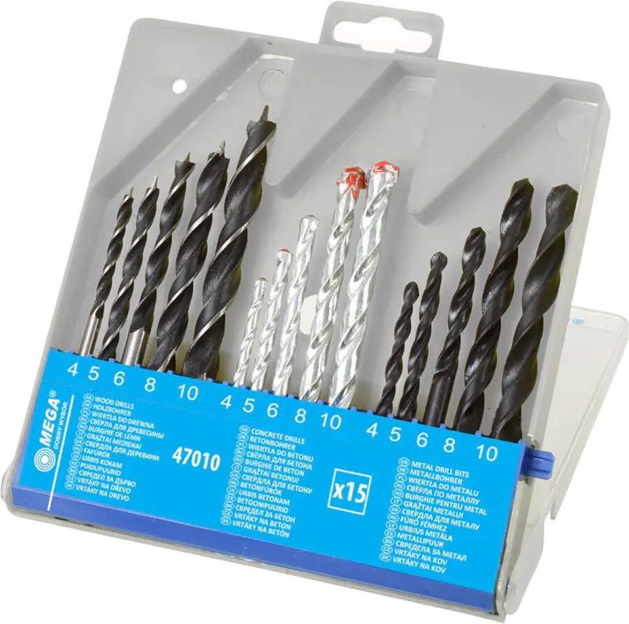 ABC-Led Spiraalboren set 15 delig Beton metaal hout