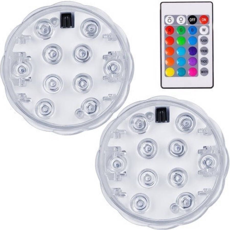 ABC-Led Waterproof LED spots RGB 10 LEDs Set van 2