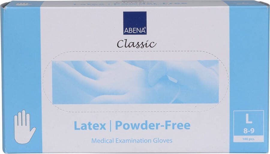 Creativ company 100 Latex handschoenen met manchet Abena Poedervrij Maat L Wit Wergwerp