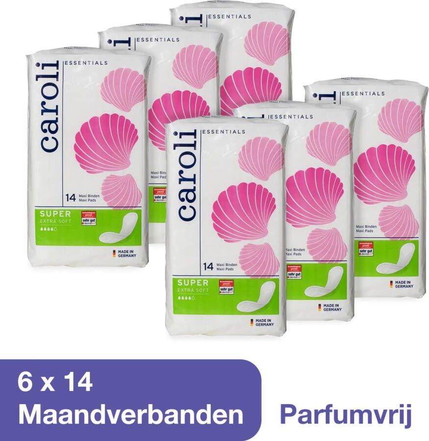 Abena Caroli Maandverband Voordeelverpakking 84 stuks Maandverband Maxi Parfumvrij 100% bescherming Snelle Absorptie Soft & Dry Toplaag Dermatologisch Getest 9 cm x 28 cm Nordic Swan Ecolabel